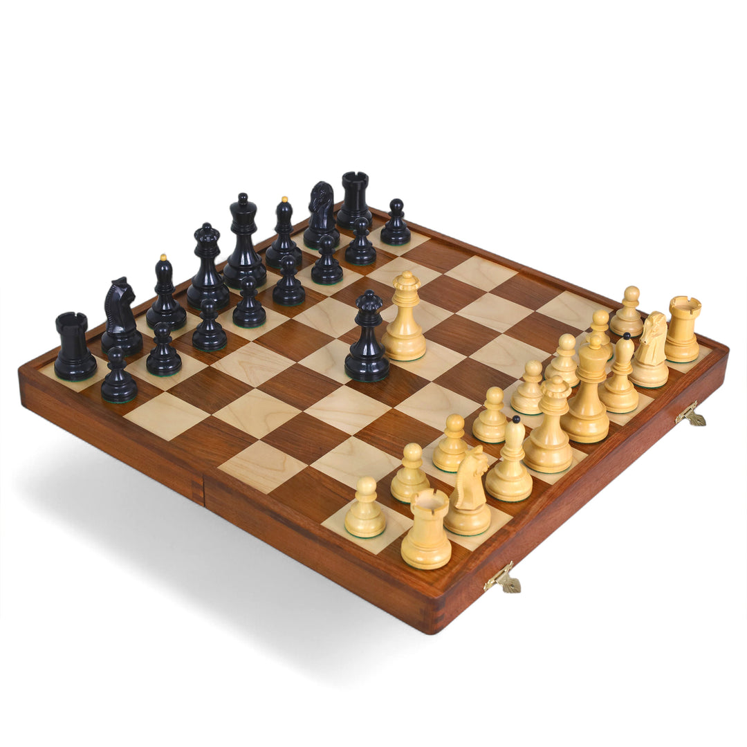 1950s' Fischer Dubrovnik Combo Chess Set with Folding Golden Rosewood & Maple Chess Board