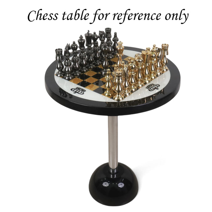 4.5” Regal Curve Series Brass Metal Luxury Chess Set - Pieces Only- Gold & Metallic Grey