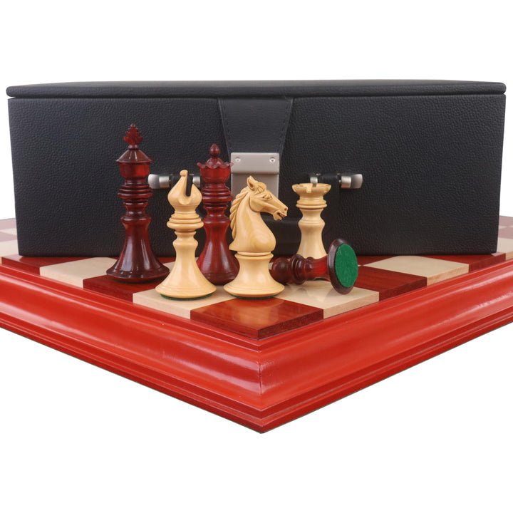Jeu d'échecs Aristocrat Series Luxury Staunton 4.3" Combo - Pièces en palissandre et buis Bourgeon avec planche et boîte