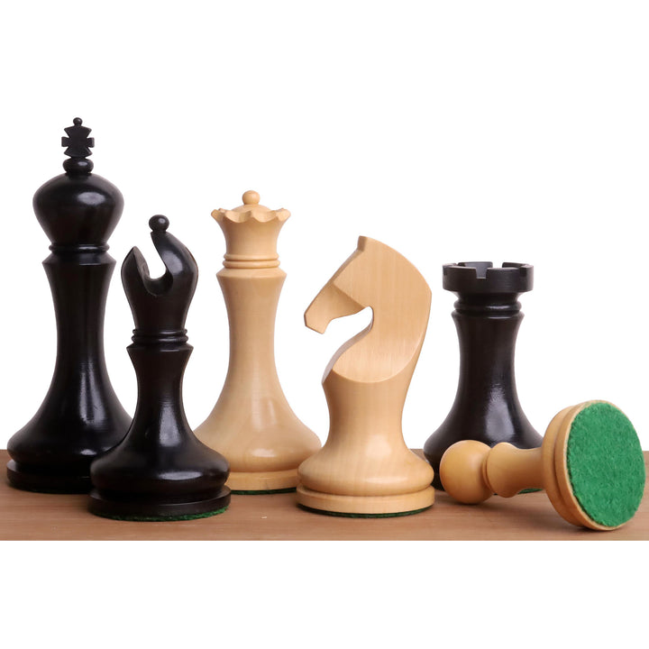 Slightly Imperfect 3.9" Zadar Series Modern Minimalist Chess Set- Chess Pieces Only- Weighted Ebonised Boxwood