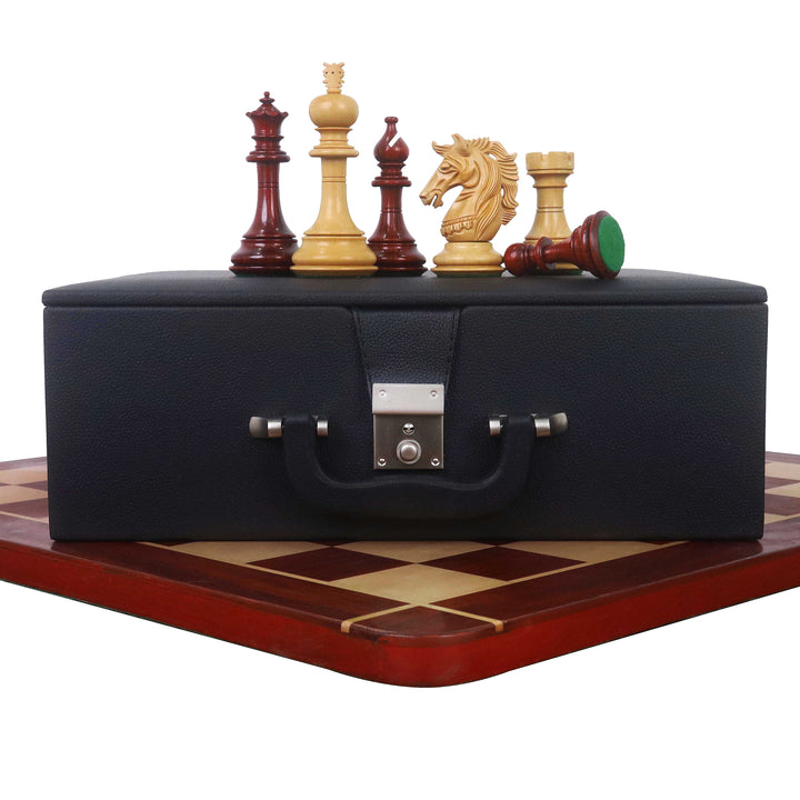 4.6" Prestige Luxury Staunton Chess Set Combo - Pieces in Bud Rosewood with Chessboard and Storage Box