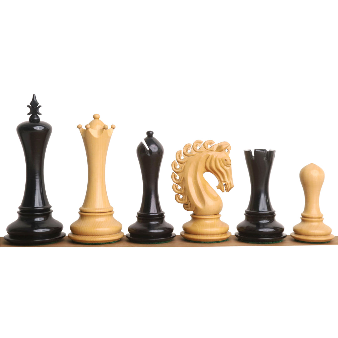 Combinaison de pièces d'échecs Avant Garde en bois d'ébène de luxe Staunton de 4,6«  à triple lestage avec échiquier imprimé de 23 » et boîte de rangement