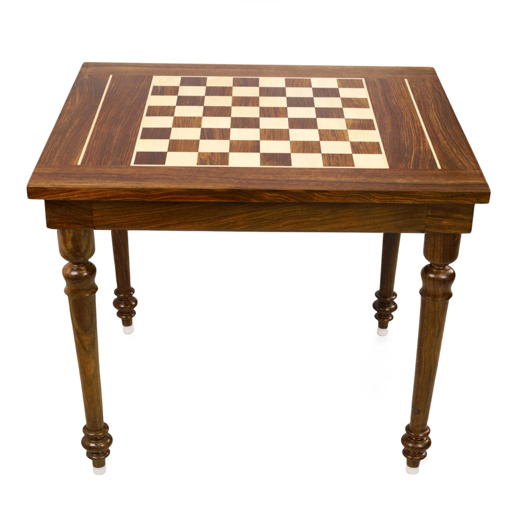 30" Chessmaster's Series Chess Board Table with Single Drawer - 26.5" Height- Golden Rosewood & Maple Wood