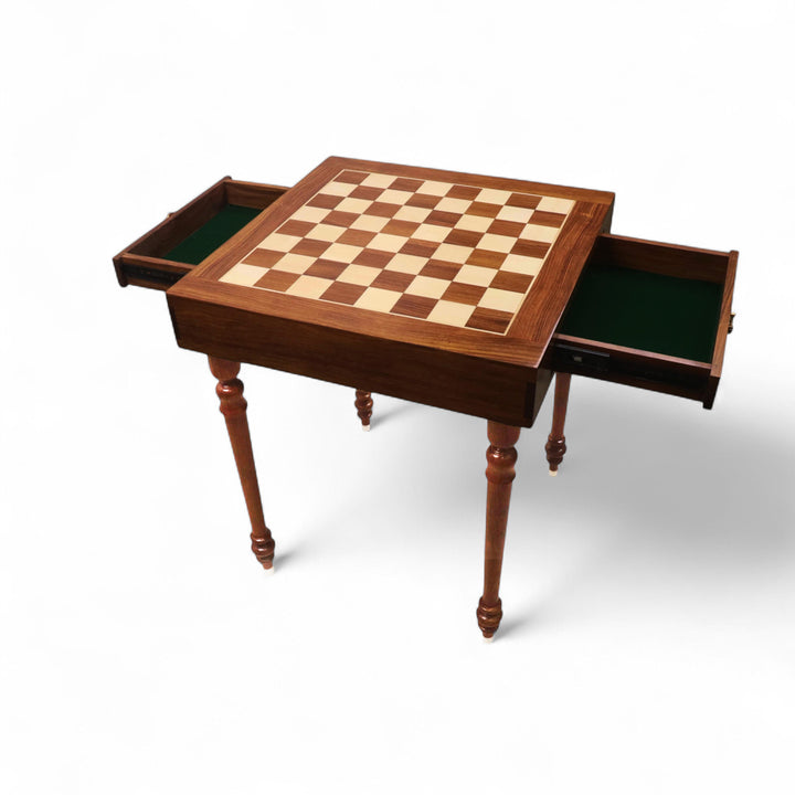 23" Tournament Chess Table with Drawers - Golden Rosewood & Maple