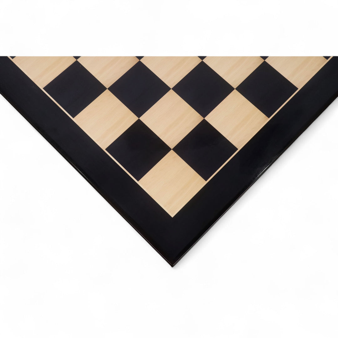 Tablero de ajedrez grande de ébano y madera de arce de 26 pulgadas, con casillas de 70 mm y acabado brillante.
