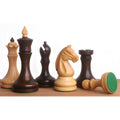 3.8" Candidates Series Minimalist chess pieces in mahogany stained and natural boxwood, showing green felt base.