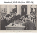Historical photo of Botvinnik and Flohr playing chess in Moscow circa 1935