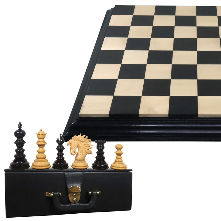 Kombo 4,3" zestaw szachów Marengo luksusowy Staunton - figury z drewna hebanowego z planszą i pudełkiem