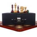 4.6" Prestige Luxury Staunton chess set in Bud Rosewood with storage box and board.