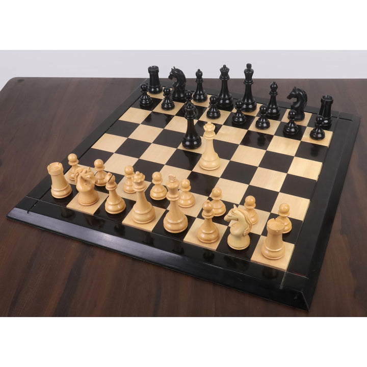Slightly Imperfect Piatigorsky Cup Reproduced Chess Set- Chess Pieces Only- Ebony Wood – 5″ King