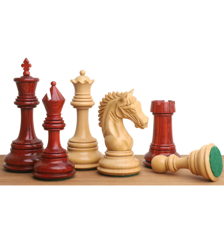 Jeu d'échecs Slightly Imperfect Tilted Knight Luxury Staunton - Pièces d'échecs uniquement - Palissandre Bud & Buis
