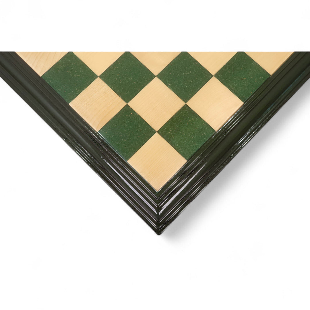 21" Green & Maple HDMR Chess Board – Handcrafted Greenply HDMR Wood Board with Decorative Edges