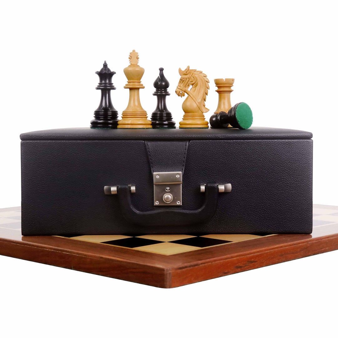 Combo di Napoleon Luxury Staunton Triple Weighted Chess Set - Pezzi in legno d'ebano con scacchiera da 23 pollici e scatola di stoccaggio