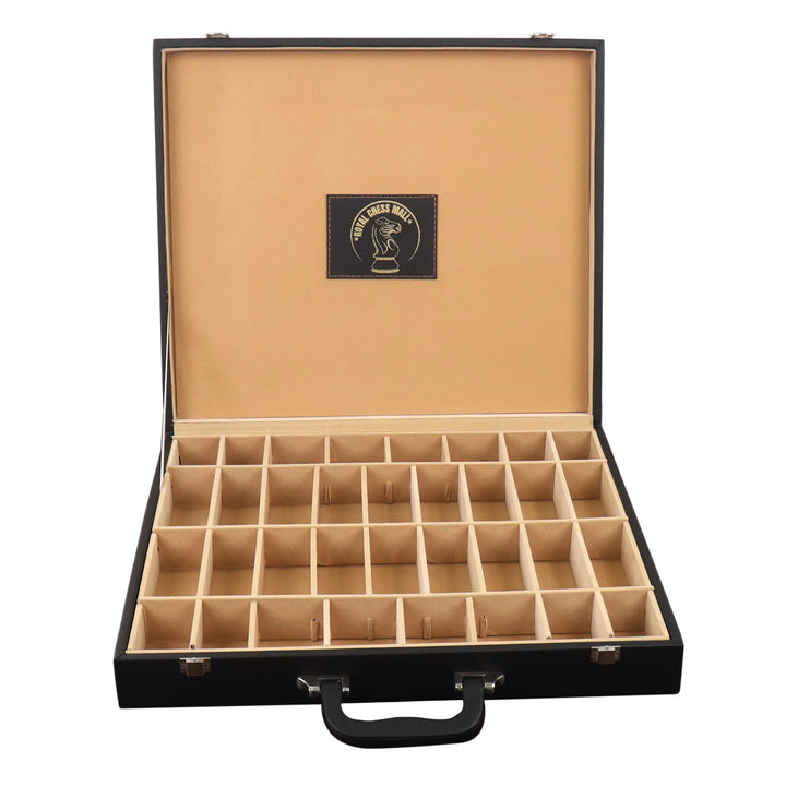 Pudełko do przechowywania na szachy do 4,1” króla w stylu przegródki ze sztucznej skóry