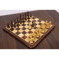 Full chessboard setup featuring the 3.9" Heritage Series Staunton chess pieces in Rosewood and Boxwood ready for a game.