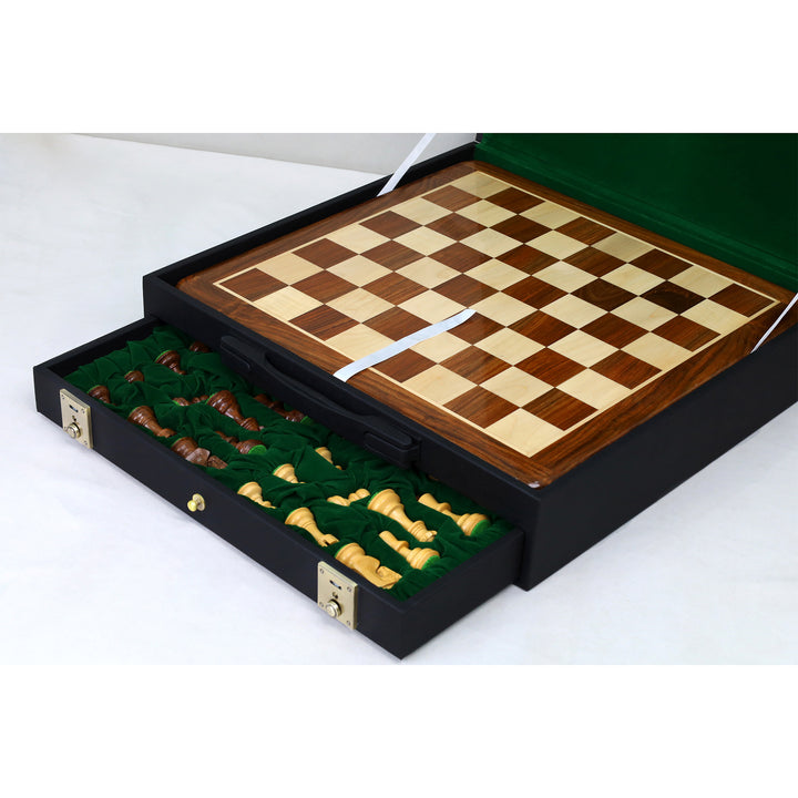 3.1" Russian Zagreb Gift Chess Set Combo - Pieces in Golden Rosewood with 17" Board & Storage Case