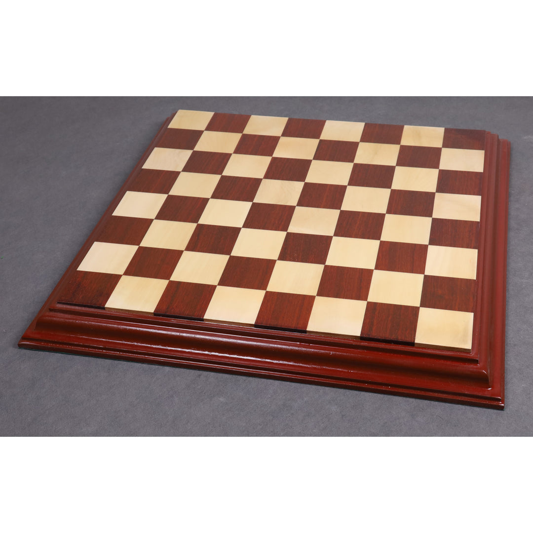 Tablero de ajedrez de lujo en madera de palisandro y arce de 23" con borde tallado- 63 mm cuadrado