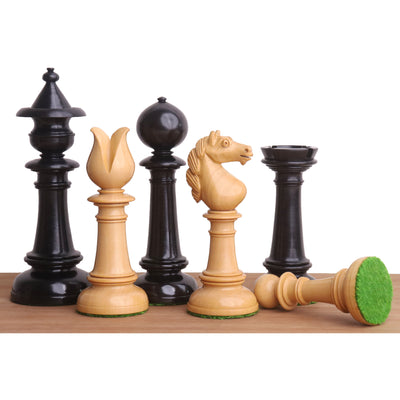 Edinburgh Northern Upright Pre-Staunton Chess Set Combo - Pieces in Ebonised Boxwood with Board and Box