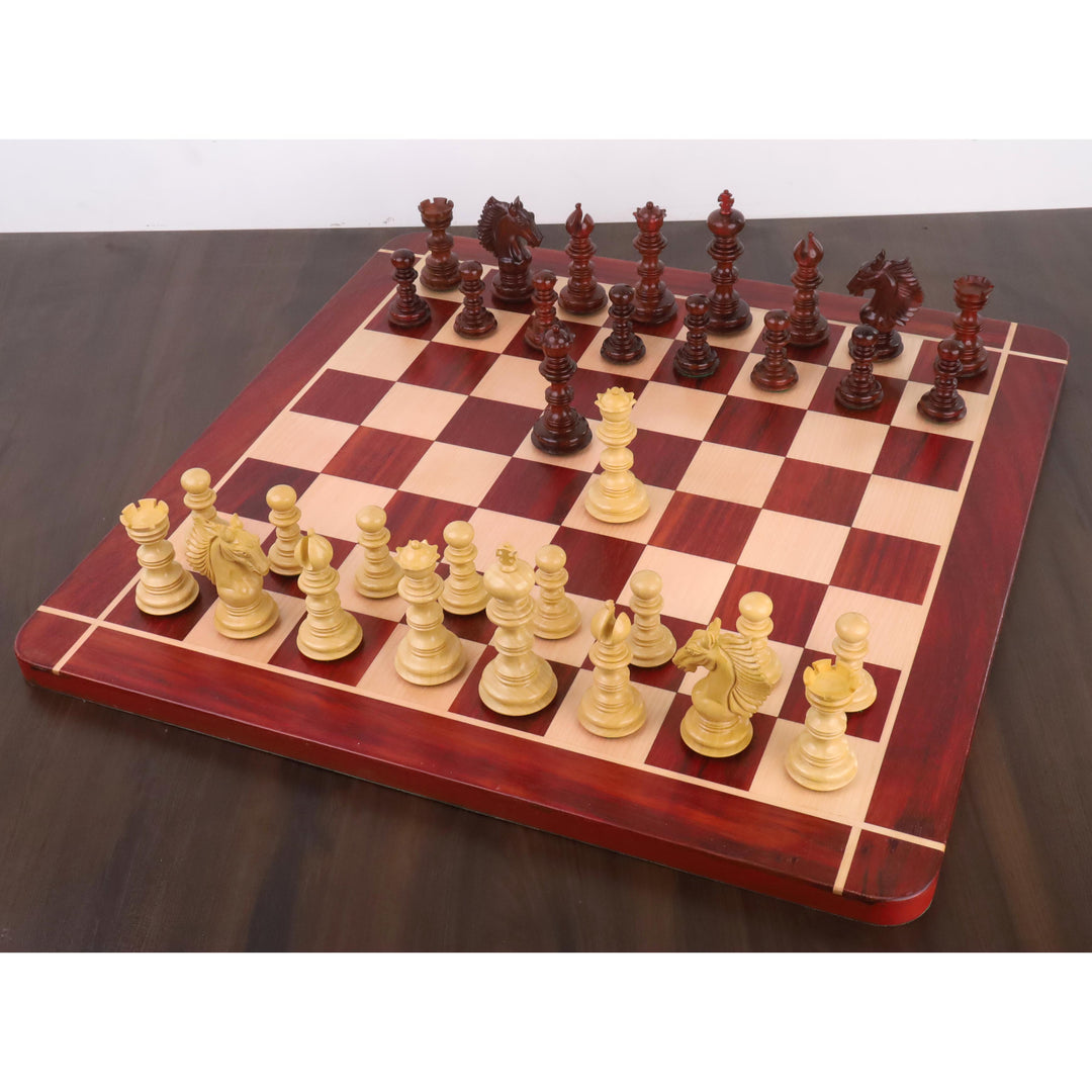 Nieznacznie niedoskonały 4,5” zestaw szachowy Gallant Knight Luksusowy zestaw szachowy Staunton - tylko szachy - potrójna waga - pączek drewno różane