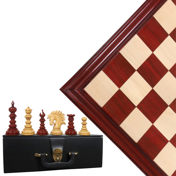 Kombo 4,3" zestaw szachów Marengo Luxury Staunton - figury z Pączek Drewno Różane z planszą i pudełkiem