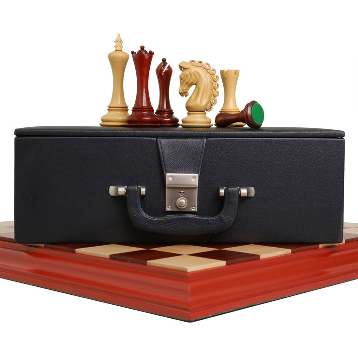 4.6" Avant Garde Luxury Staunton Chess Set - Bud Rosewood and Boxwood - Triple Weight with Board and Box