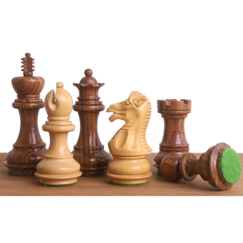 Set di scacchi Laughing Knight Staunton da 3,2" - Solo pezzi di scacchi - Legno di rosa dorato ponderato