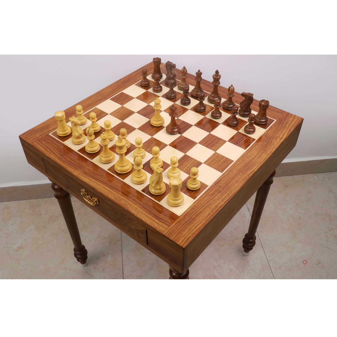 Tablero de ajedrez de torneo de 23 pulgadas con piezas de ajedrez de madera pesadas Pro Staunton de 4,1 pulgadas - Palisandro dorado y boj.