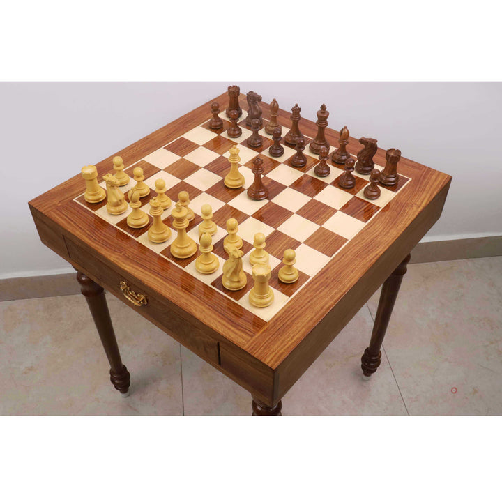 Tablero de ajedrez de torneo de 23 pulgadas con piezas de ajedrez de madera pesadas Pro Staunton de 4,1 pulgadas - Palisandro dorado y boj.