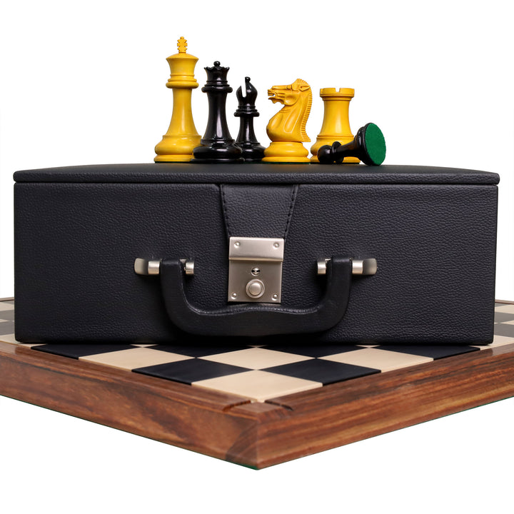 1849 Jacques Cook Staunton chess set with coffer box on an ebony board