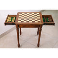 Premium wooden chess table featuring two storage drawers for chess pieces.
