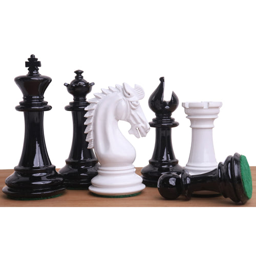 3.7" Emperor Staunton Chess Set- Chess Pieces Only - Lacquered White and Black Boxwood