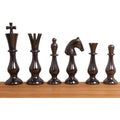 Set of premium metallic grey brass chess pieces from the Regal Curve Series.