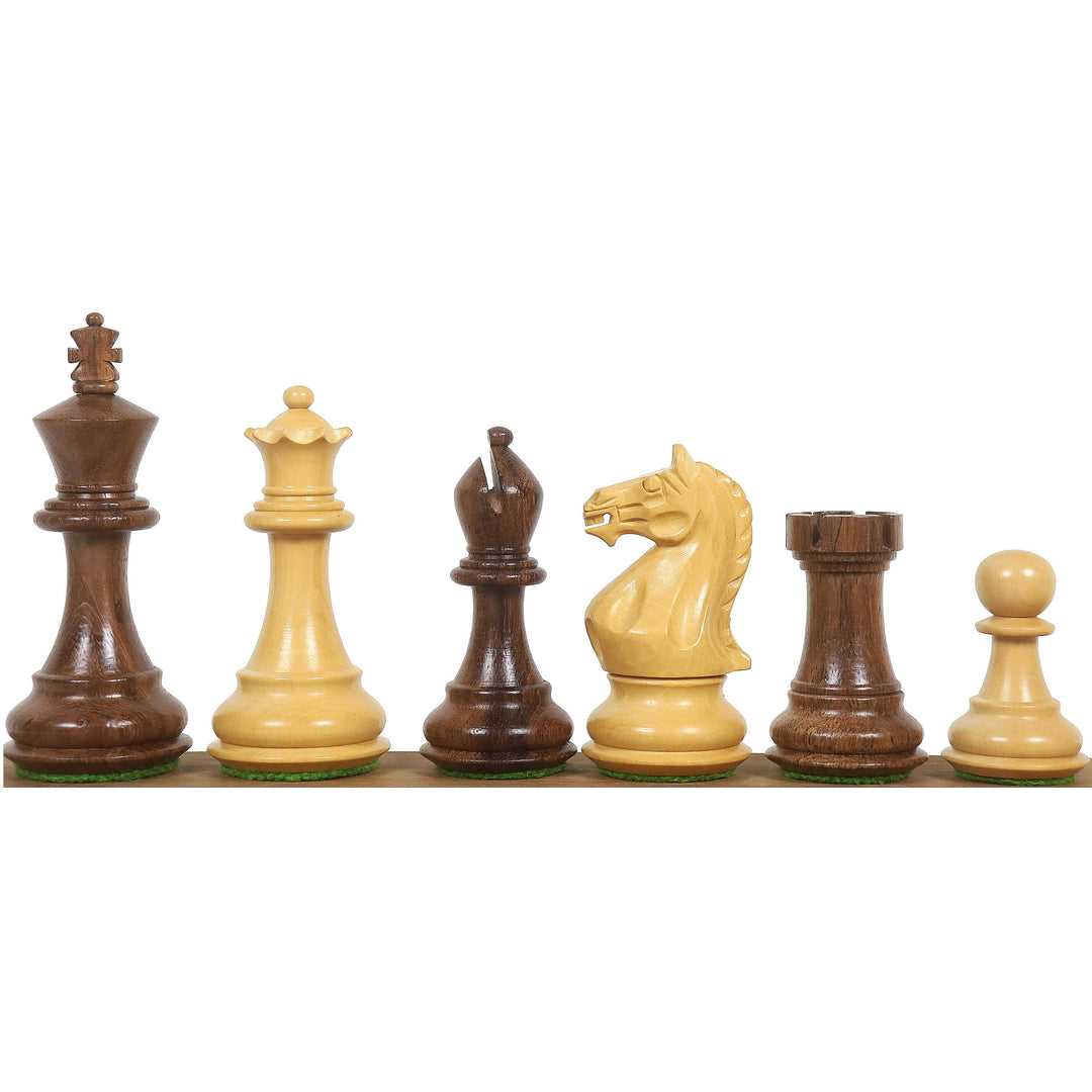 Combo of Queens Gambit Staunton Chess Set - Pieces in Golden Rosewood with Board and Box