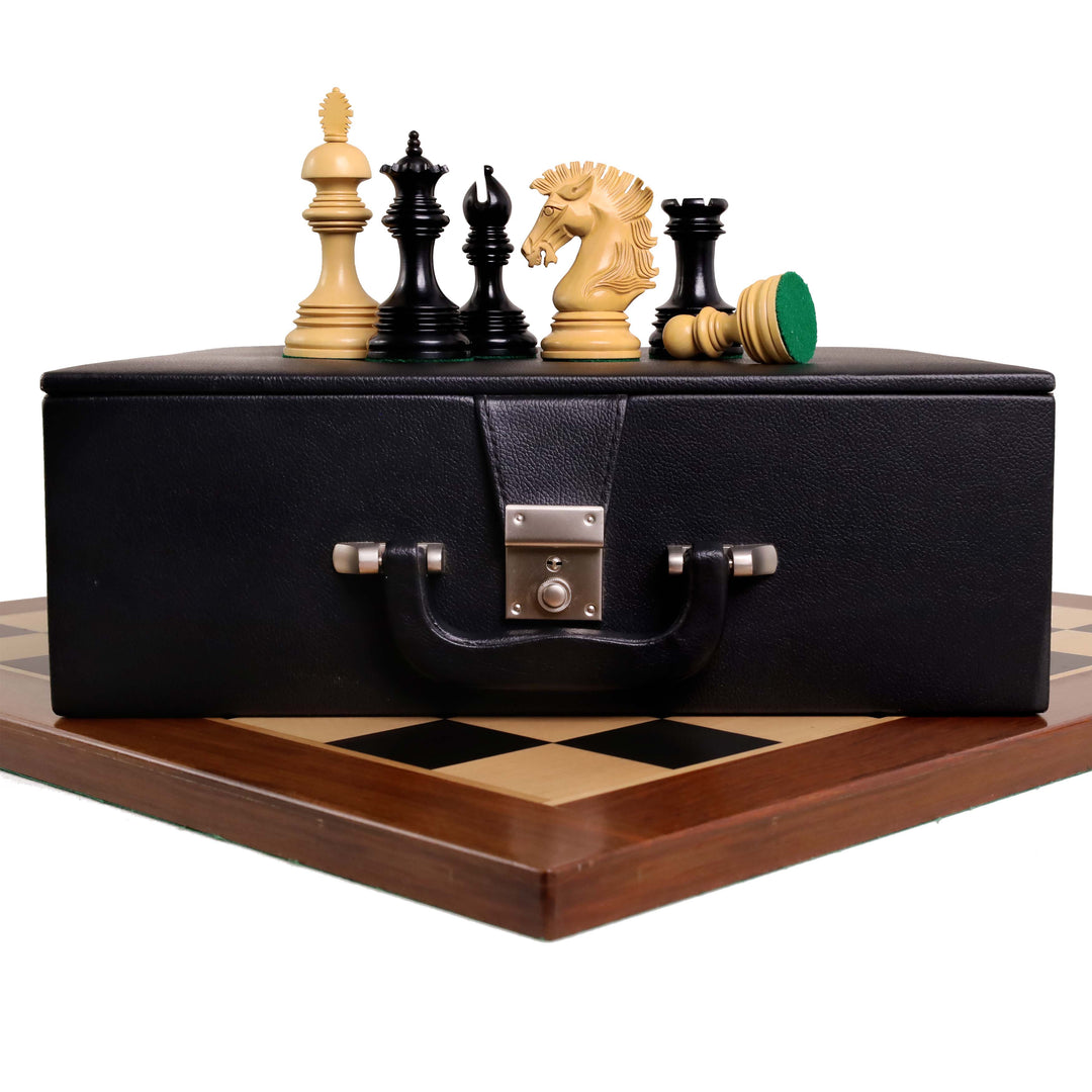 Combo of Alexandria Luxury Staunton Triple Weighted Chess set - Pieces in Ebony Wood with 23inches Chessboard and Storage Box