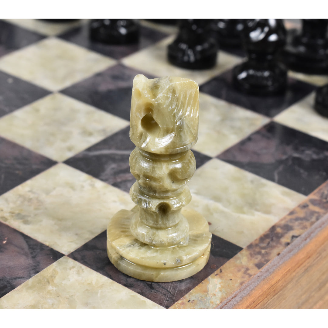 Slightly Imperfect Soap Stone Handcarved Chess Pieces & Board Set - Includes Storage Case - 10" board - Warehouse Clearance - Europe Shipping Only
