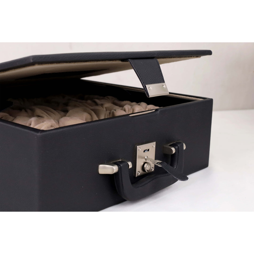 Leatherette Coffer Storage Box for Chess Pieces - 3.5" to 4.1" chessmen - with tray