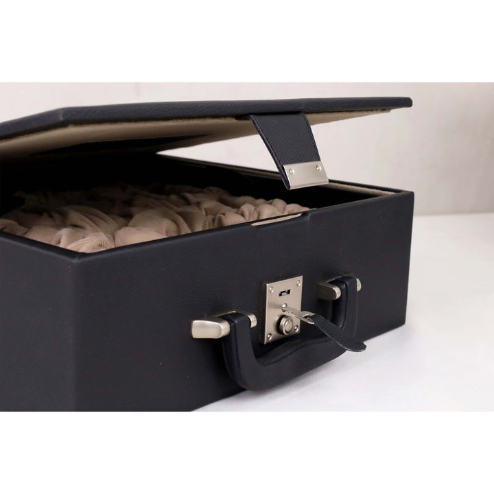 Leatherette Coffer Storage Box for Chess Pieces - 3.5" to 4.1" chessmen - with tray