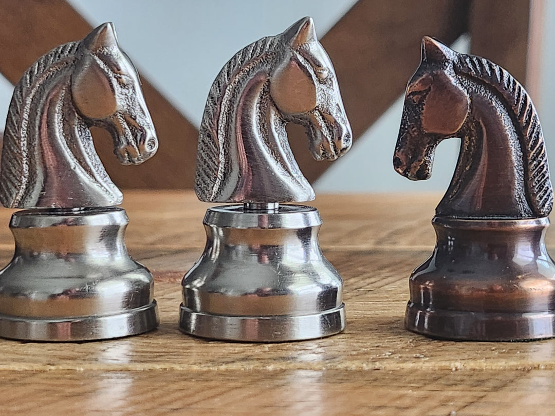 Slightly Imperfect 3.5" Elegance Series Brass Metal Luxury Chess Set - Pieces Only- Antiqued Copper - Warehouse Clearance - USA Shipping Only