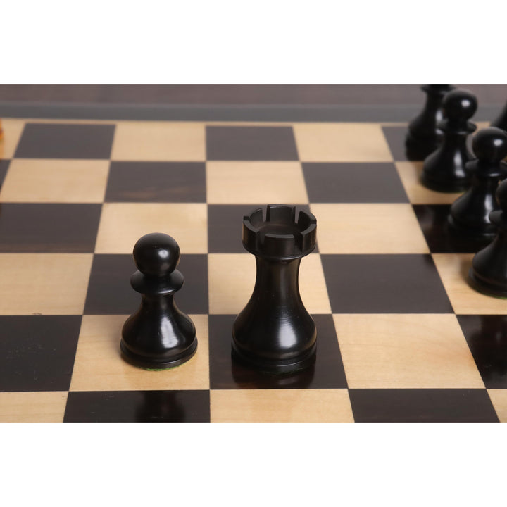 Combo de 3.6» Inglés Dublín Patrón Set - Piezas en madera de boj envejecida con tablero de ajedrez y caja de almacenamiento