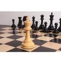 Crowned boxwood king piece showcasing the craftsmanship of the Imperator luxury Staunton set.