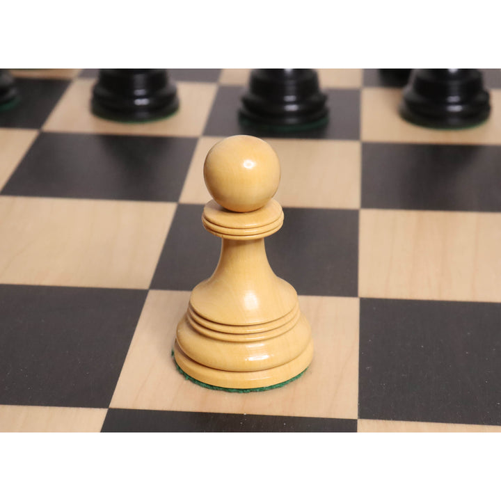 Leicht unvollkommenes 4.2" Luxus Patton Staunton Schachspiel - nur Schachfiguren - Ebenholz - dreifach gewichtet