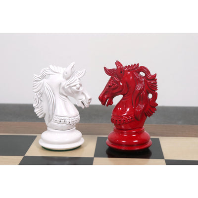 Slightly Imperfect 4.6" Prestige Luxury Staunton Chess Pieces Only set- White & Red Lacquer Boxwood