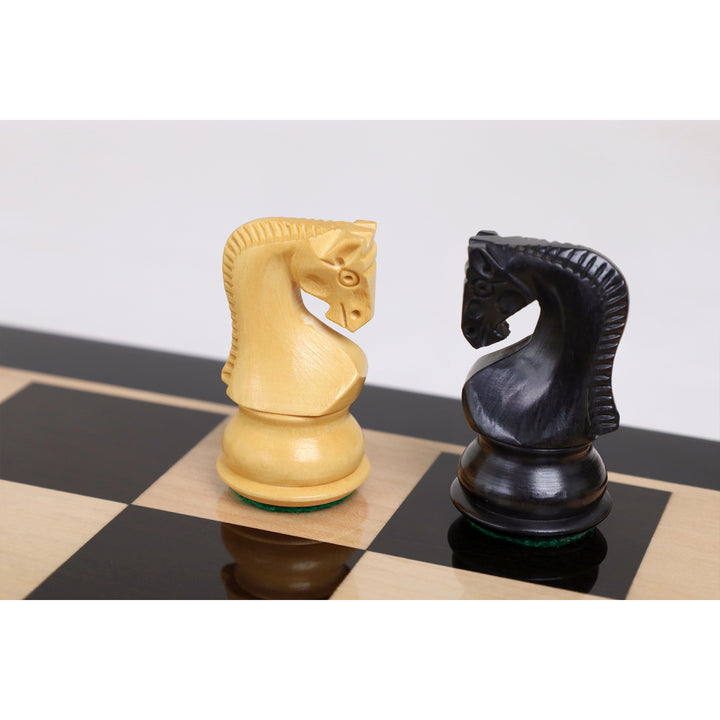 3.1" Russian Zagreb Gift Chess Set Combo - Pieces in Ebonized Boxwood with 17" Ebony Board & Storage Case