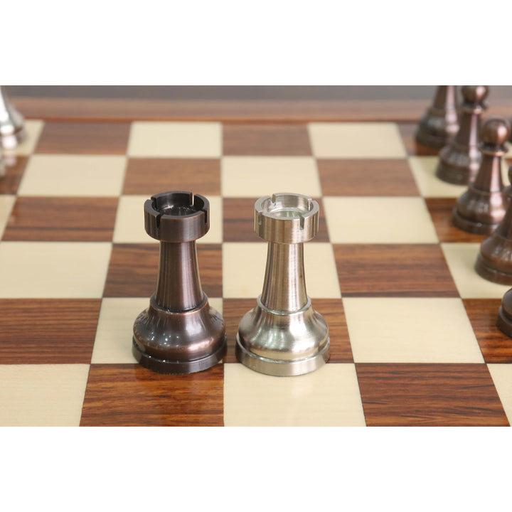 Slightly Imperfect 3.5" Elegance Series Brass Metal Luxury Chess Set - Pieces Only- Antiqued Copper - Warehouse Clearance - USA Shipping Only