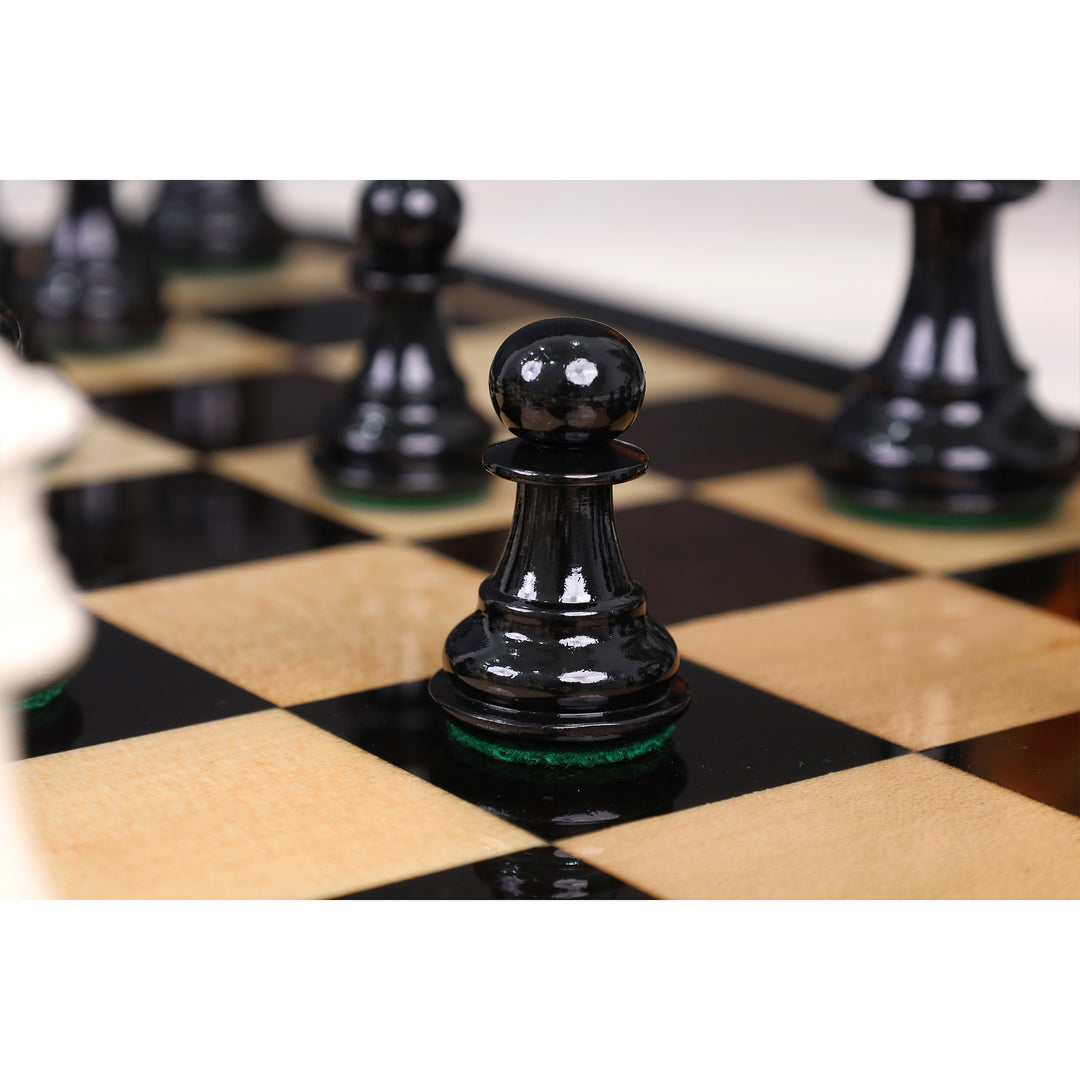 3.1" Pro Staunton Black & Ivory Painted Weighted Wooden Chess Set - Chess Pieces Only