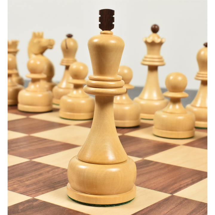 Slightly Imperfect 1960's Soviet Championship Tal Chess Set- Chess Pieces Only - Golden Rosewood - 4" King