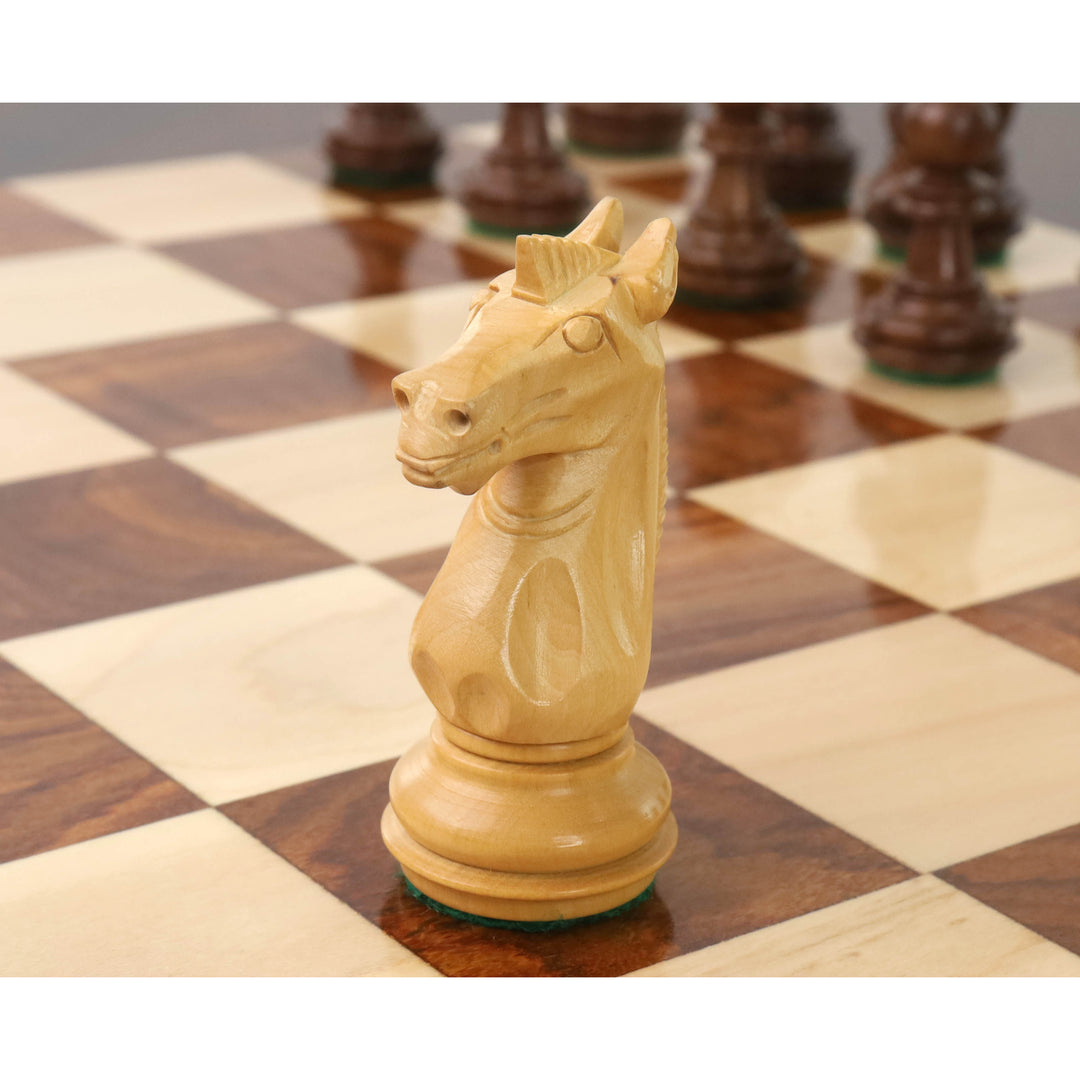 Slightly Imperfect 3.4" Meghdoot Series Staunton Chess Set- Chess Pieces Only - Weighted Golden Rosewood