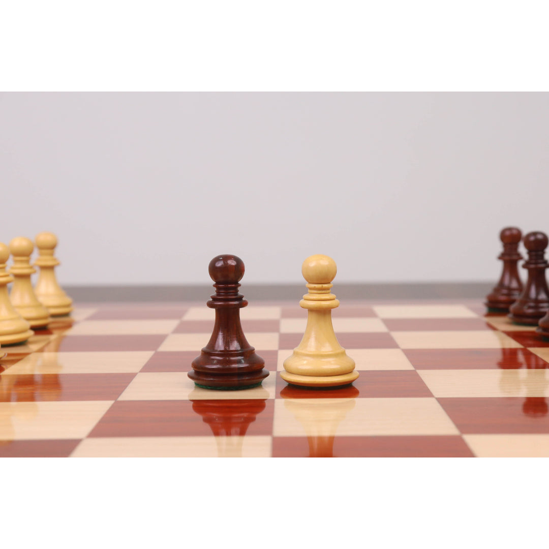 略带瑕疵的 3.3 英寸螺旋马豪华国际象棋套装——仅棋子——玫瑰木与黄杨木