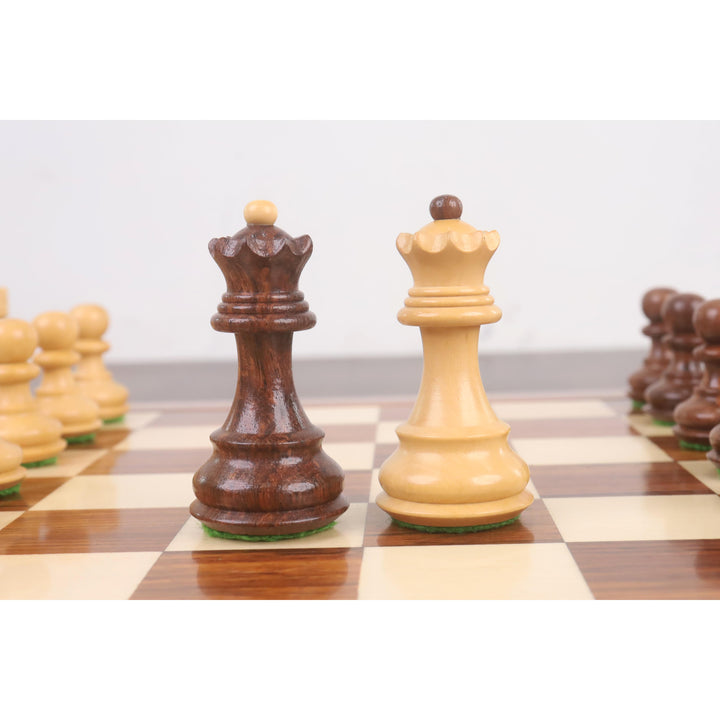 3.1" Russian Zagreb Chess Set- Chess Pieces Only - Weighted Golden Rosewood