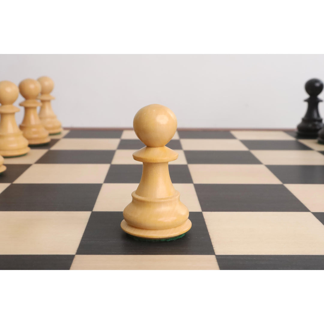 4" Fierce Knight Staunton Schachspiel - Nur Schachfiguren - Gewichtetes Ebonisiertes Buchsbaumholz